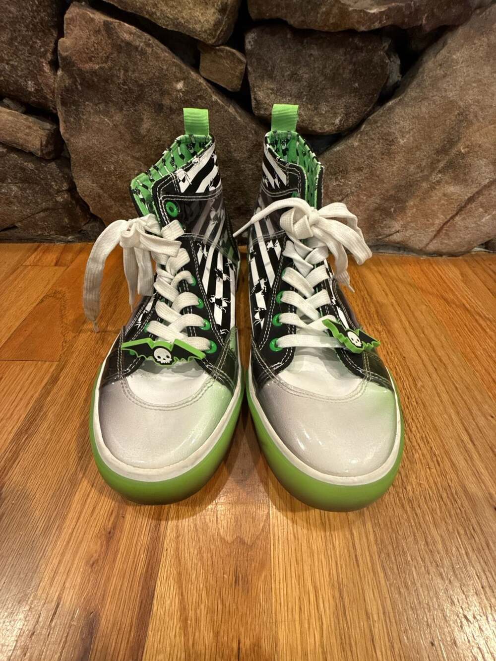 Ground Up Beetlejuice High Top Sneakers Size 8 Black Green White